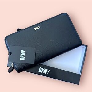 DKNY Perri Zip Around Long Wallet- Black New with tag and paper box.